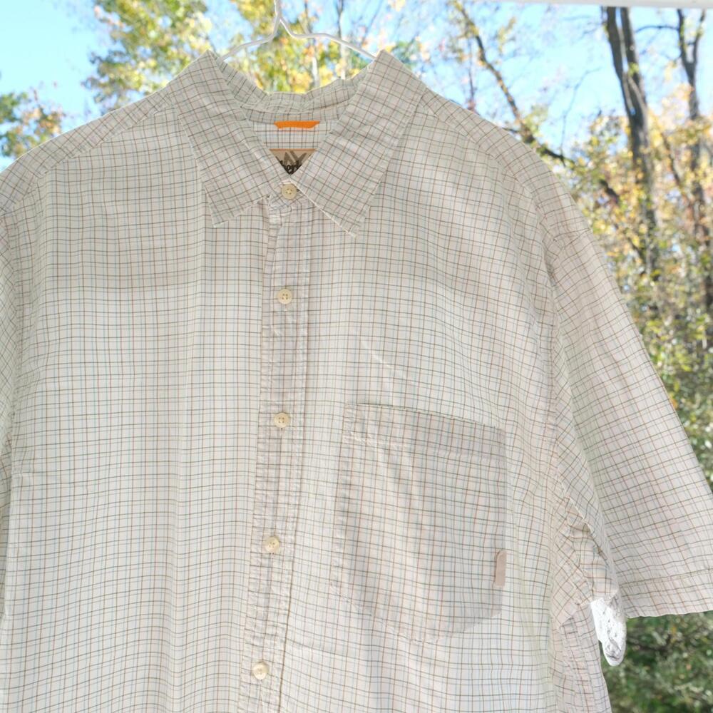 Timberland Stratham Issue Shirt Short Sleeve Beige Plaid XL Outdoor Gear